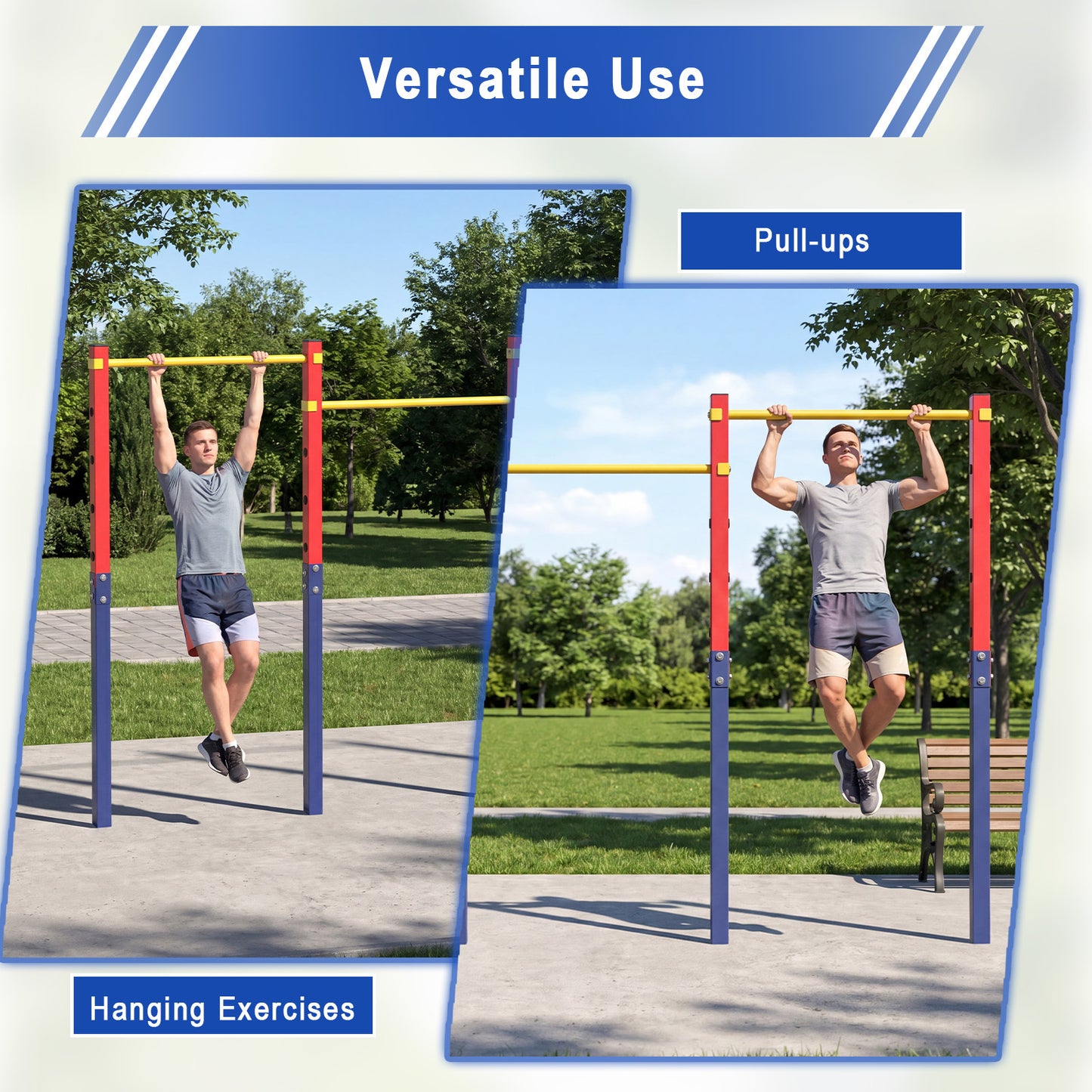 Costway Trekstang in Hoogte Verstelbare Rekstang 80-172 cm Dipstation van Verzinkt Staal tot 330 kg Rood