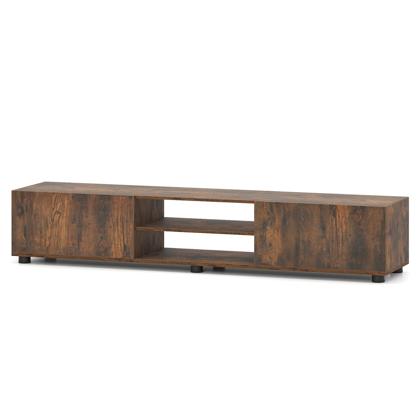 Costway TV-commode voor TV's tot 70 inch TV-meubel met 2 Deuren en 2 Open Planken TV-Standaard met Kantelbeveiliging Bruin
