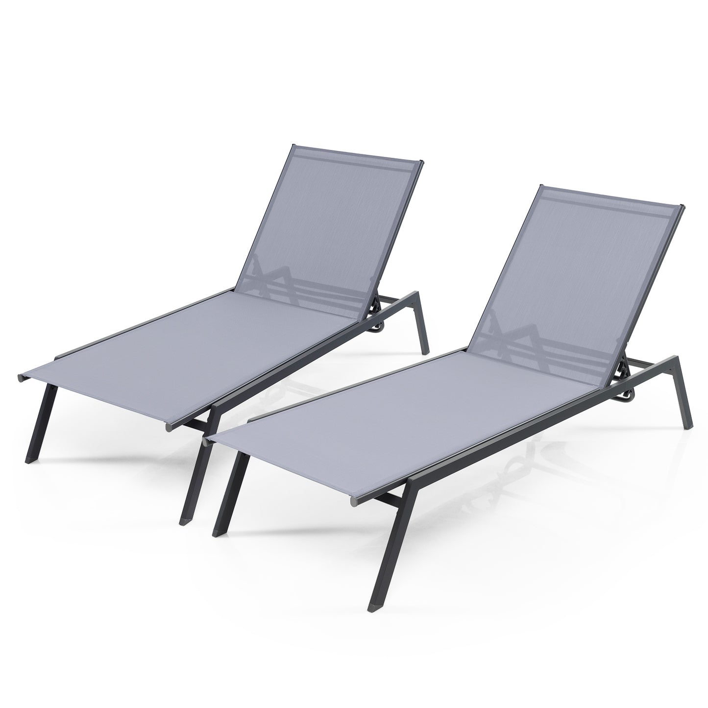 Costway Verstelbare Outdoor Ligstoel 6 Positie Ligstoel en Sneldrogende Stof Outdoor Zonnebed voor Zwembadgebied Tuin