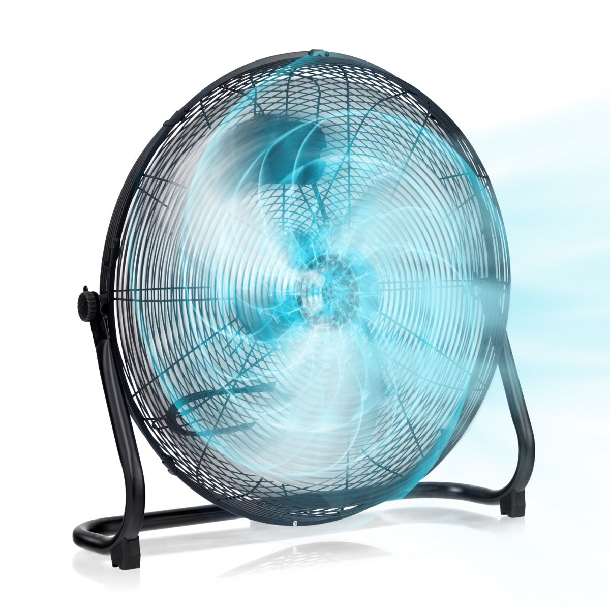 Costway Vloerventilator met 51 cm Diameter Industriële Vloerventilator met 145° Verstelbare Kantelhoek 3 Ventilatorsnelheden & Metalen Bladen Zwart