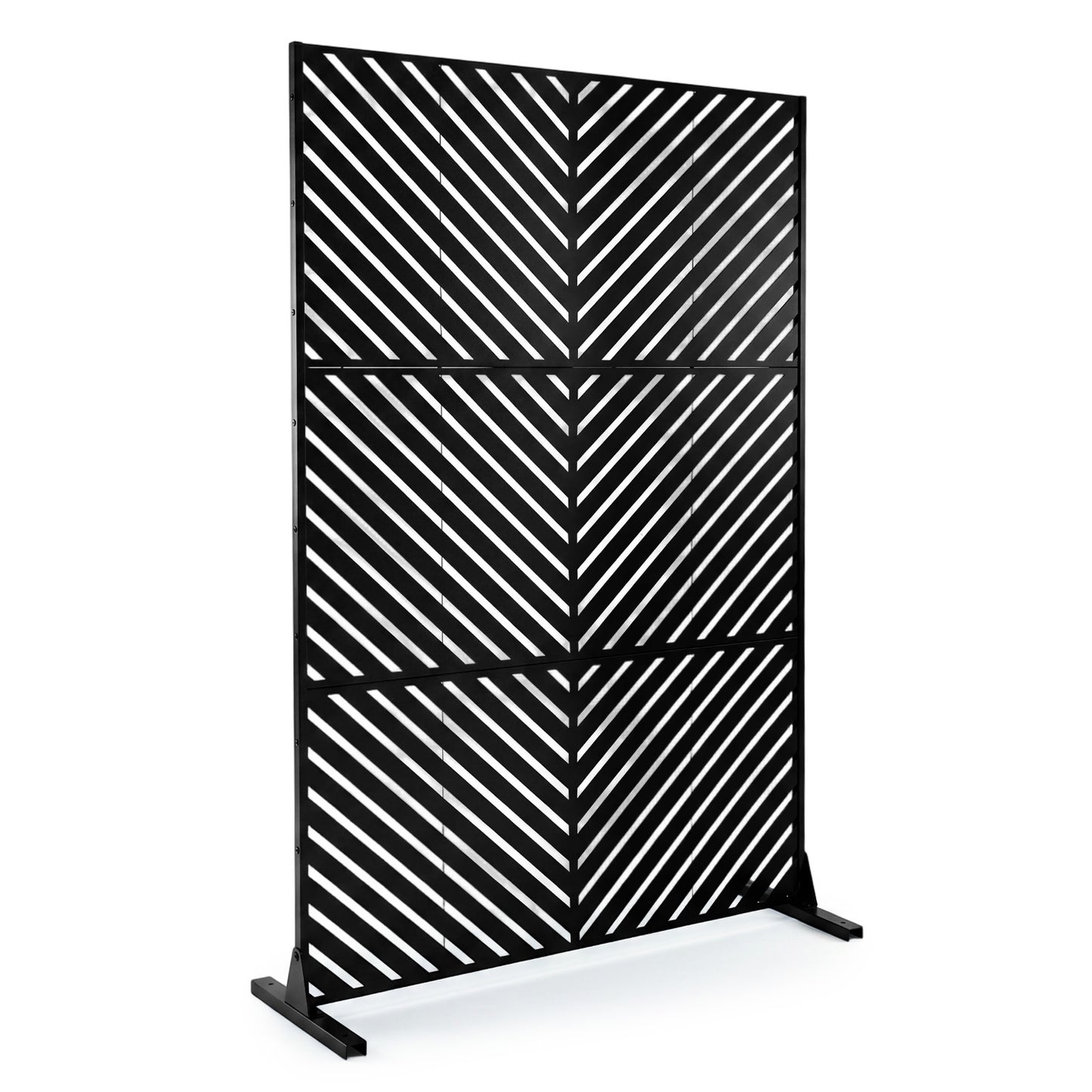 Costway Zichtbescherming Metaal Buiten Paravent met Standaard Vrijstaande Zichtbeschermingswand120 x 40 x 183 cm Zwart