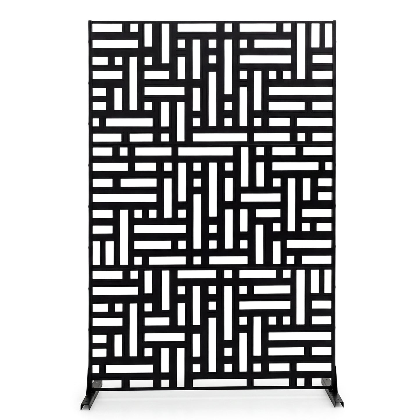 Costway Zichtbescherming Metaal Buiten Schutting met Standaard Vrijstaande Verhoogde Weerbestendige Ruimteverdeler 120 x 40 x 183 cm