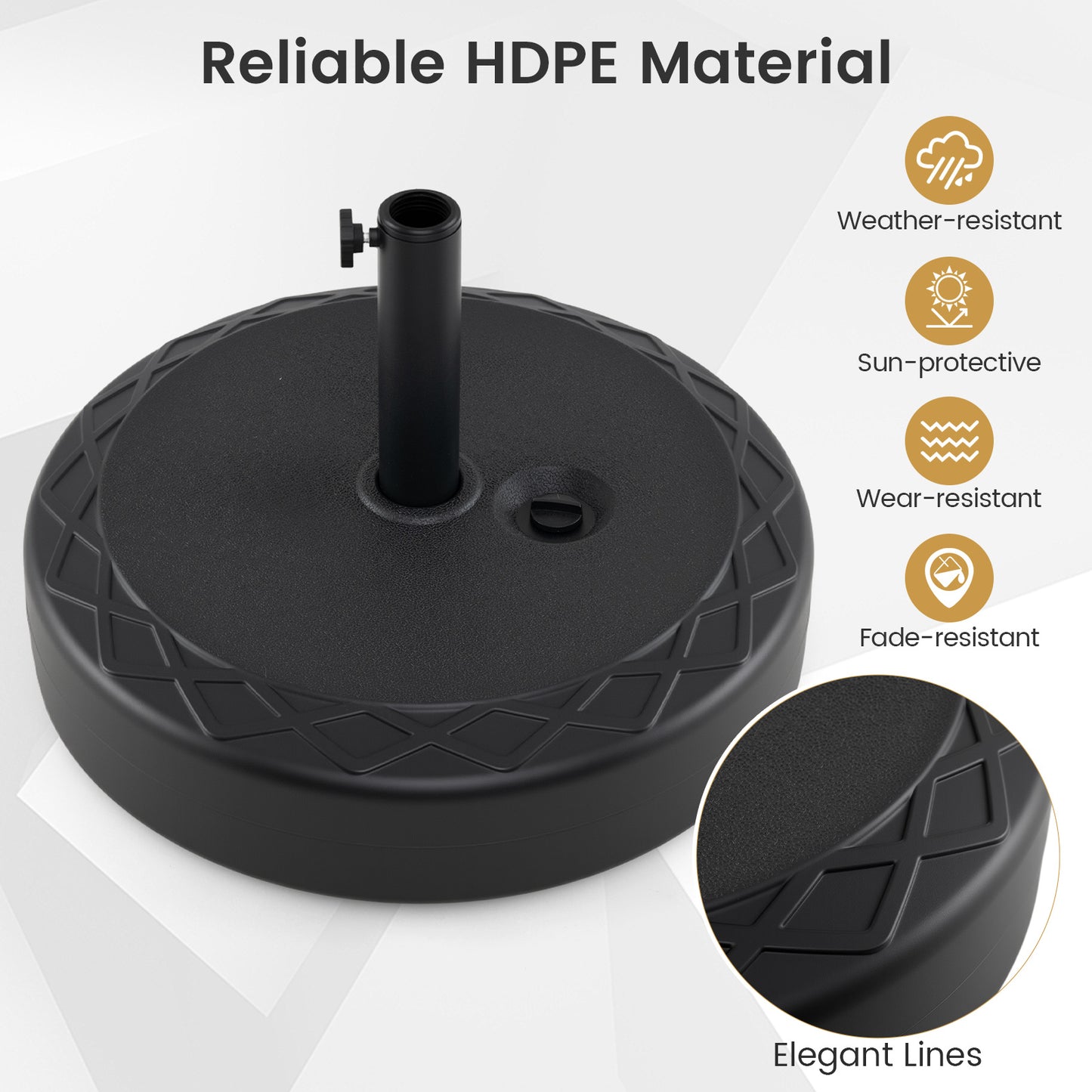 Costway Zonneschirmstandaard van HDPE Ronde Parasolvoet met Handvat Parasolstandaard voor Parasolsteel 39-49 mm