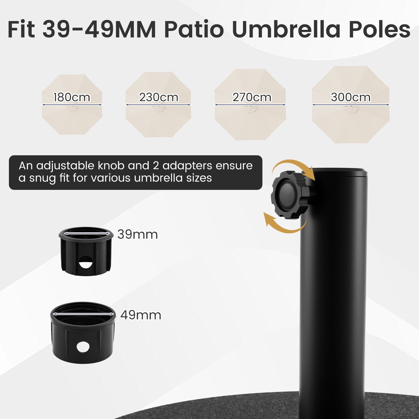 Costway Zonneschirmstandaard van HDPE Ronde Parasolvoet met Handvat Parasolstandaard voor Parasolsteel 39-49 mm