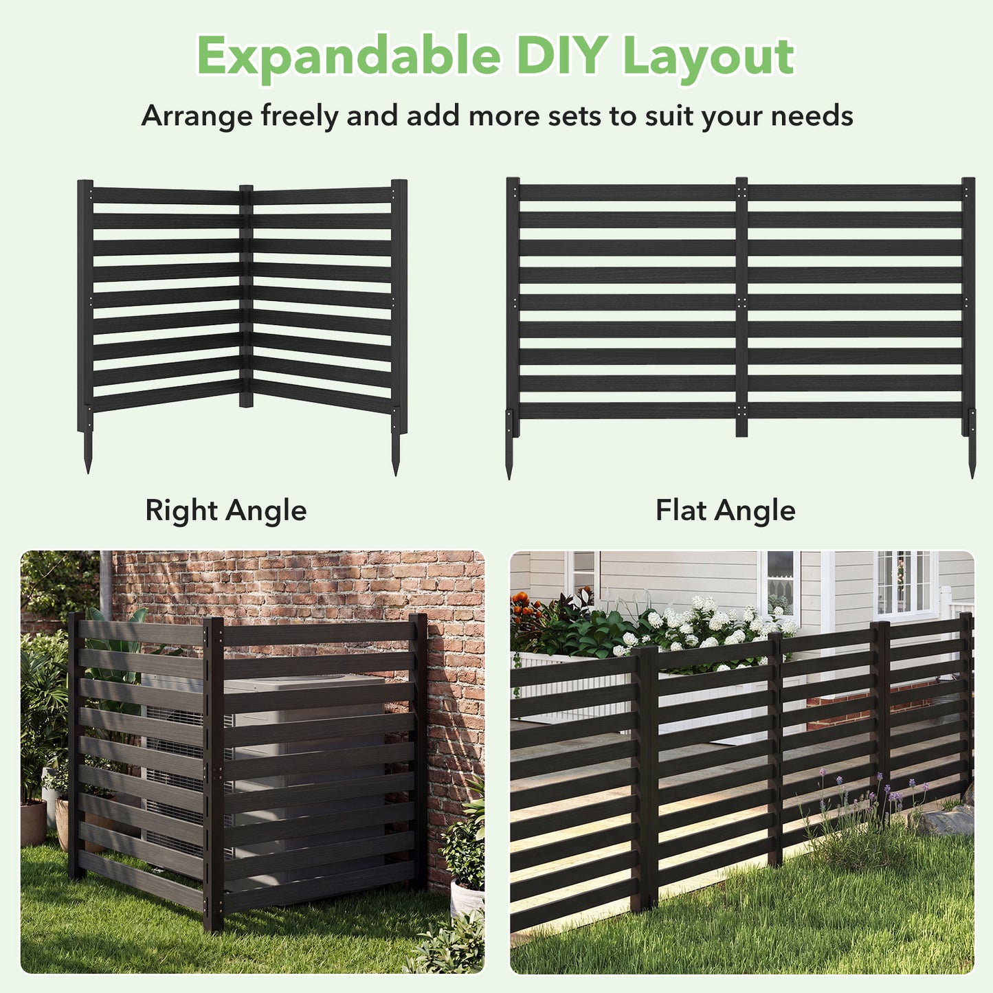 LIVSK 2-Delige Houten Schuttingset - Massief Cederhout - Flexibele Montage - Luchtdoorlatend Ontwerp - 98 x 107 cm -