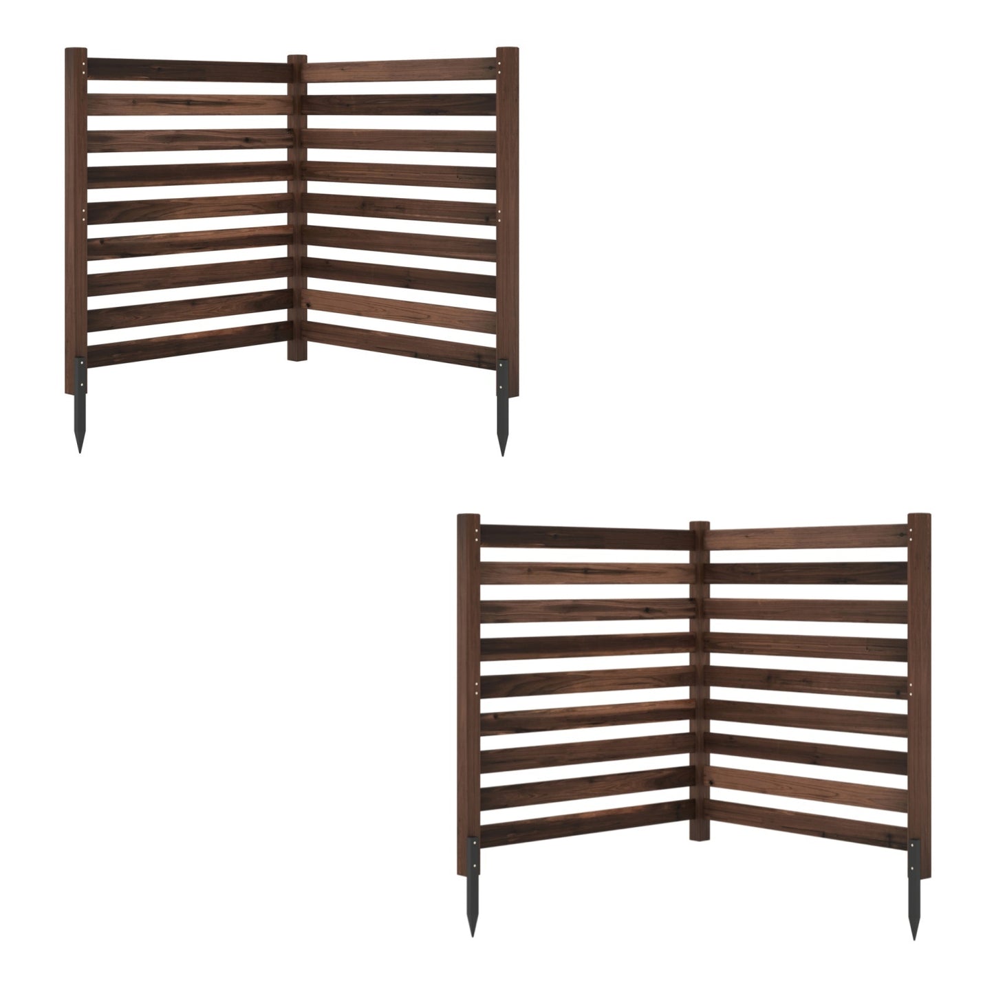 LIVSK 2-Delige Schuttingset - Massief Cederhout - Flexibel Koppelen - Luchtdoorlatend Ontwerp - 98 x 107 cm - Bruin