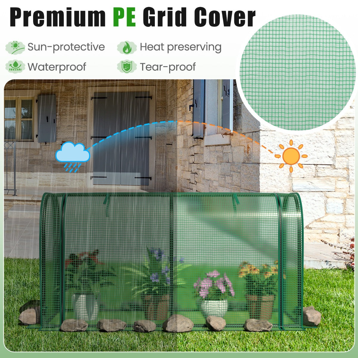 LIVSK 2-in-1 Minikas - Hoogwaardige PE-bescherming - Roestvrijstalen Frame - Grote Ritsdeur - 118 x 55 x 60 cm - Groen