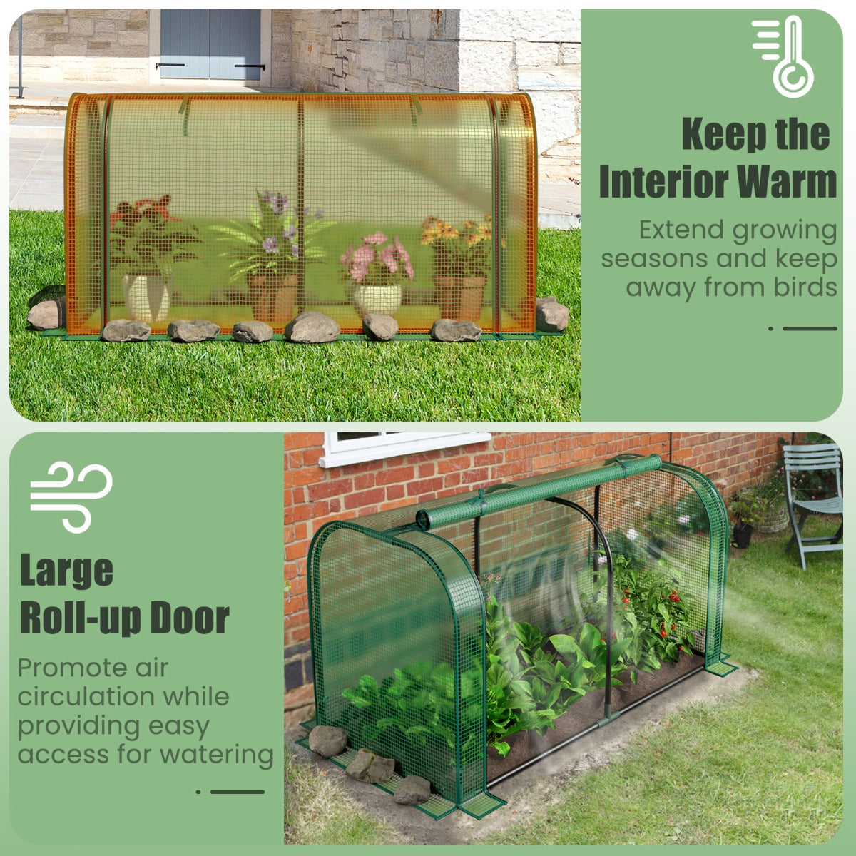 LIVSK 2-in-1 Minikas - Hoogwaardige PE-bescherming - Roestvrijstalen Frame - Grote Ritsdeur - 118 x 55 x 60 cm - Groen