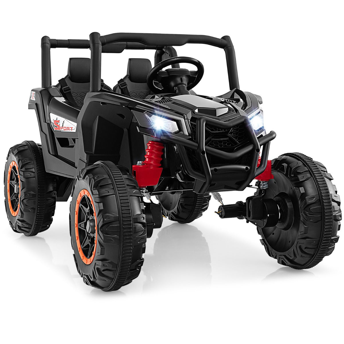 LIVSK 2-zits Kinder-Ride-On UTV - 24V Accu - Afstandsbediening - Veiligheidsriemen - Zwart