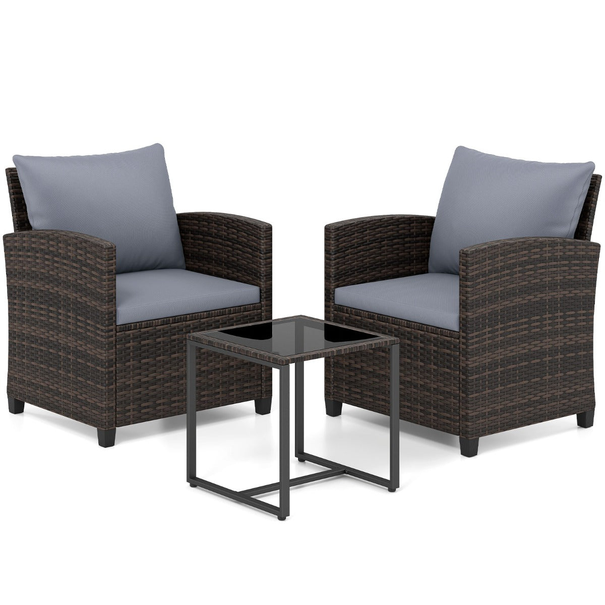 LIVSK 3-Delige Tuinmeubelset - Hoogwaardig PE-Rotan - Comfortabele Stoelen - Krasbestendige Tafel - Bruin