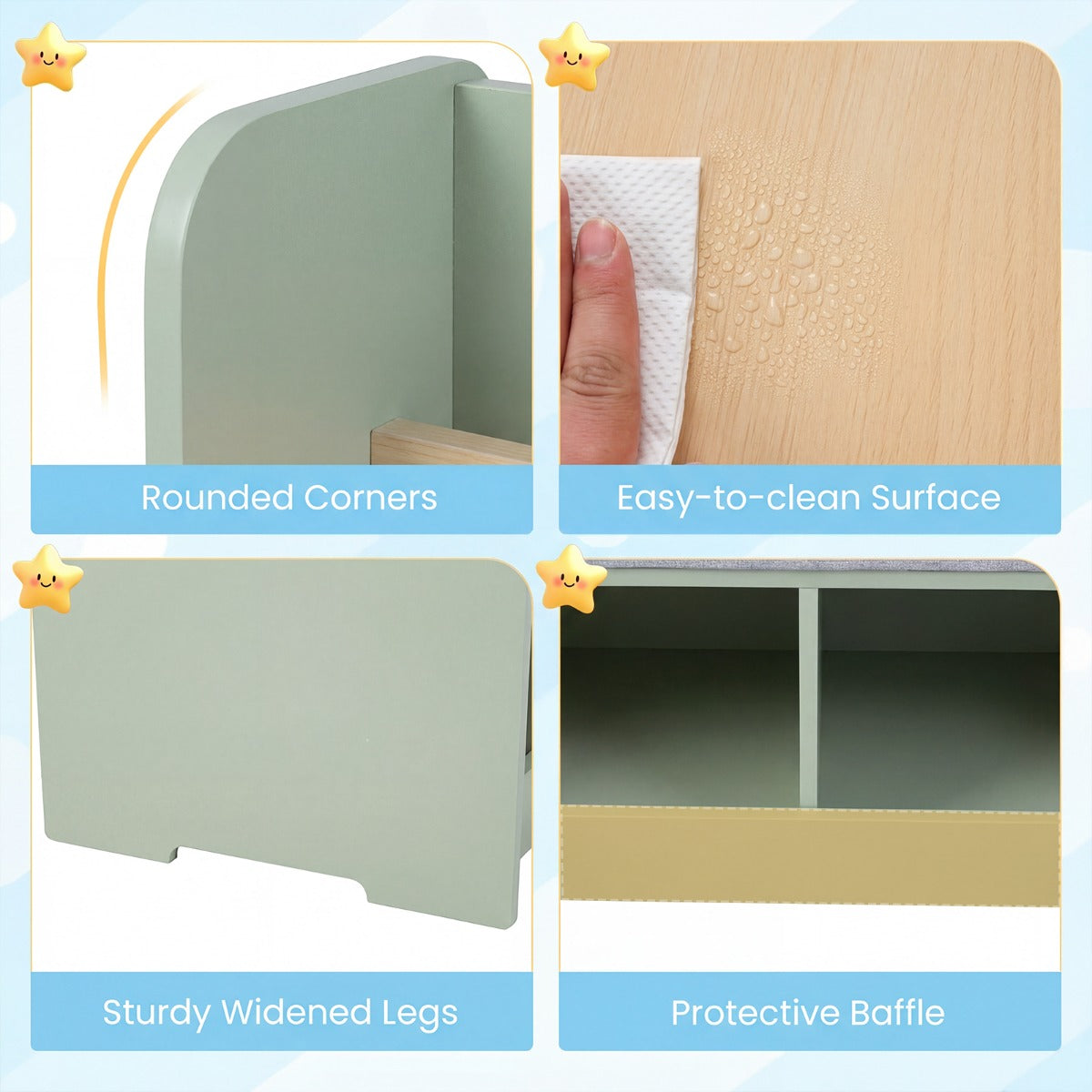 LIVSK 3-in-1 Kinderboekenkast - Boekenrek, Bankje & Opbergbak - Kindvriendelijk Ontwerp - Hoogwaardig MDF - Wit/Groen