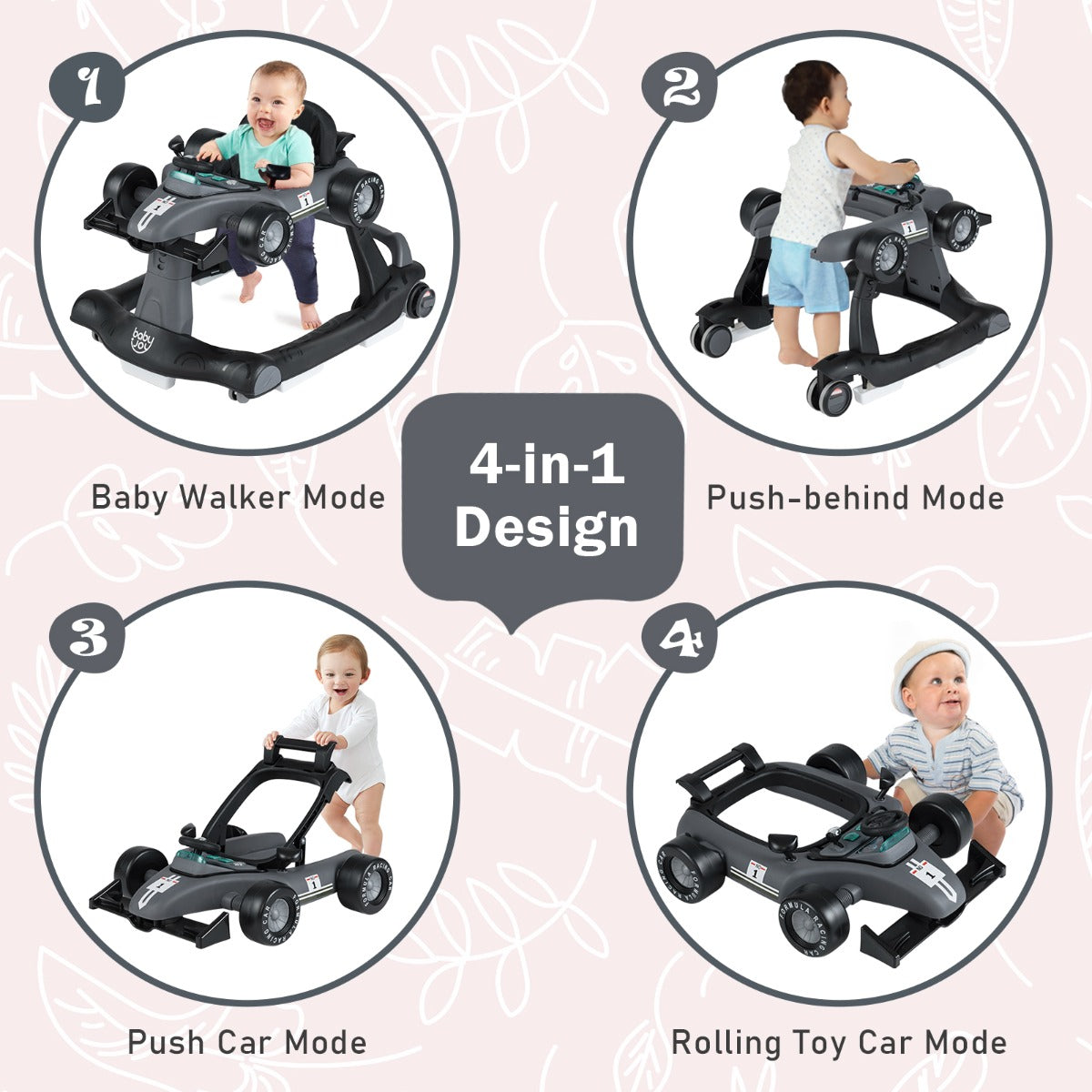 LIVSK 3-in-1 Loopwagen - Hoogte Verstelbaar - Geruisloze Wielen - Ergonomisch Ontwerp - Geschikt voor 6-18 maanden -