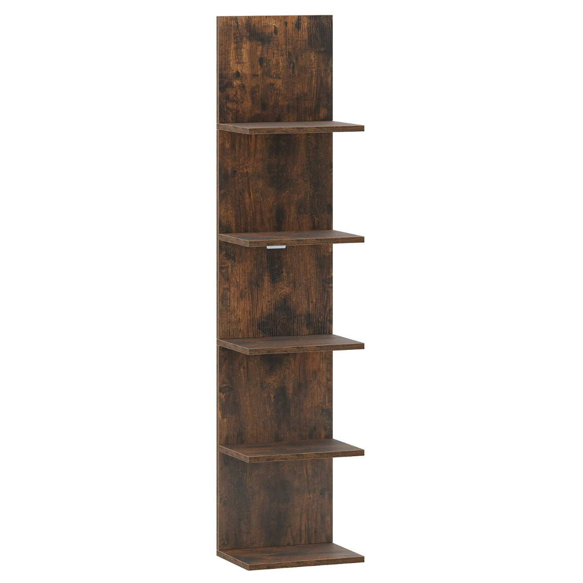 LIVSK 5-Laags Wandplank - Ruimtebesparend Ontwerp - Betrouwbare Houten Constructie - Voor Boeken en Decoraties - Rustiek Bruin/Wit