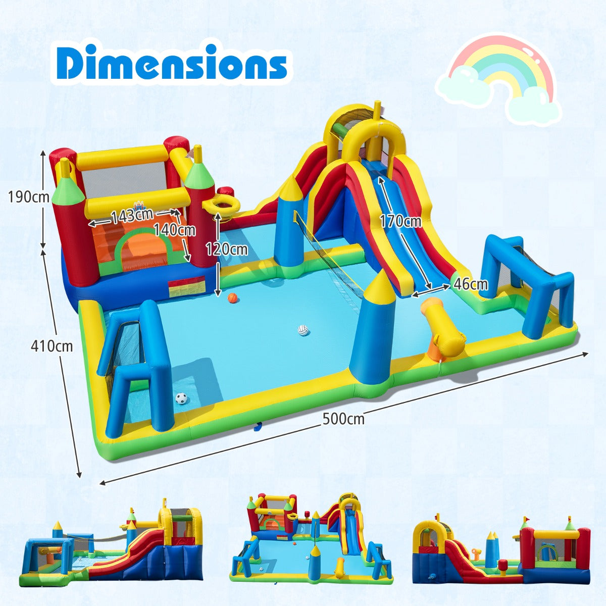 LIVSK 9-in-1 Megawaterpark - Veilig PVC Materiaal - Eenvoudig Op te Zet - Inclusief Accessoires - Geschikt voor 2 Kinderen -