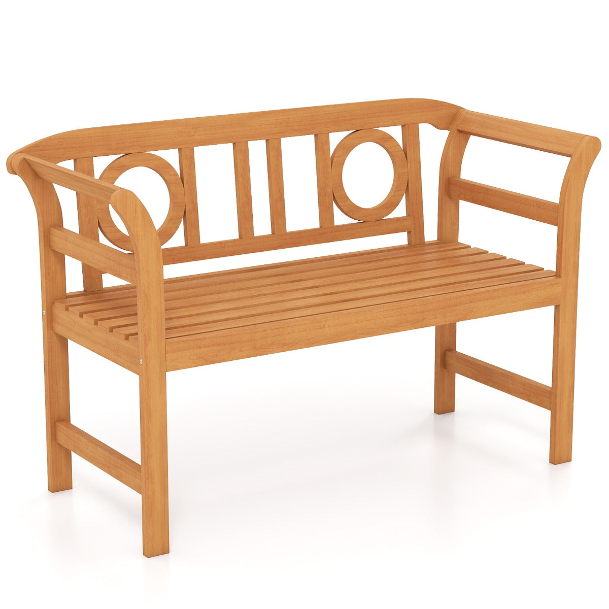 LIVSK Acaciahouten Tuinbank - Ruime Zitplaats voor 2 Personen - Ergonomische Rugleuning - Stabiele Constructie - Naturel