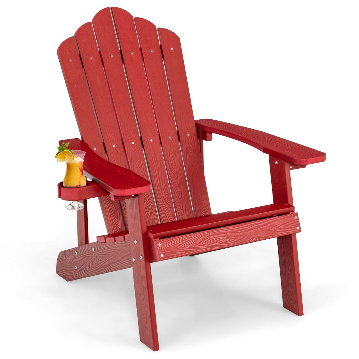 LIVSK Adirondack Stoel - Ergonomisch Ontwerp - Bekerhouder - Weerbestendig HIPS - Tot 170 kg - Wit/Zwart/Blauw/Grijs/Rood