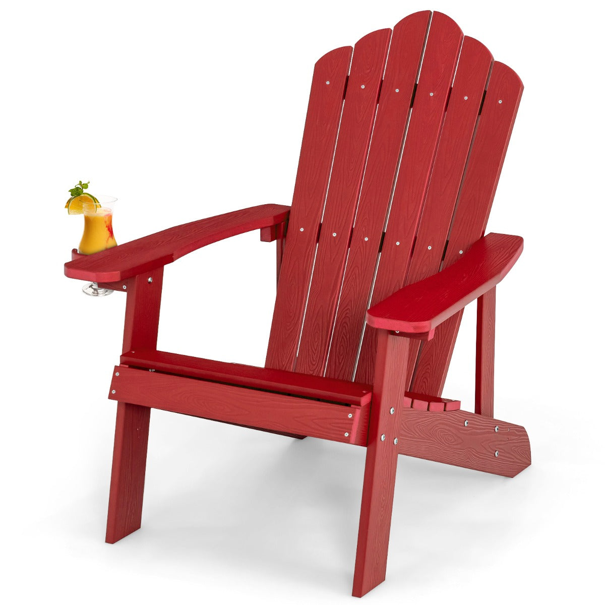 LIVSK Adirondack Stoel - Weerbestendig HIPS - Ergonomische Zitting - Bekerhouder - Draagvermogen 170 kg -