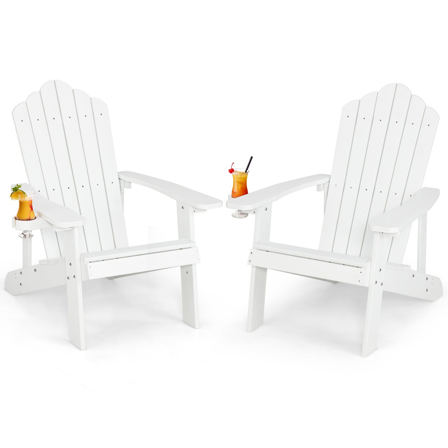 LIVSK Adirondack Stoelen - Ergonomisch Design - Weerbestendig HIPS - Bekerhouder - Draagvermogen 170 kg - Zwart