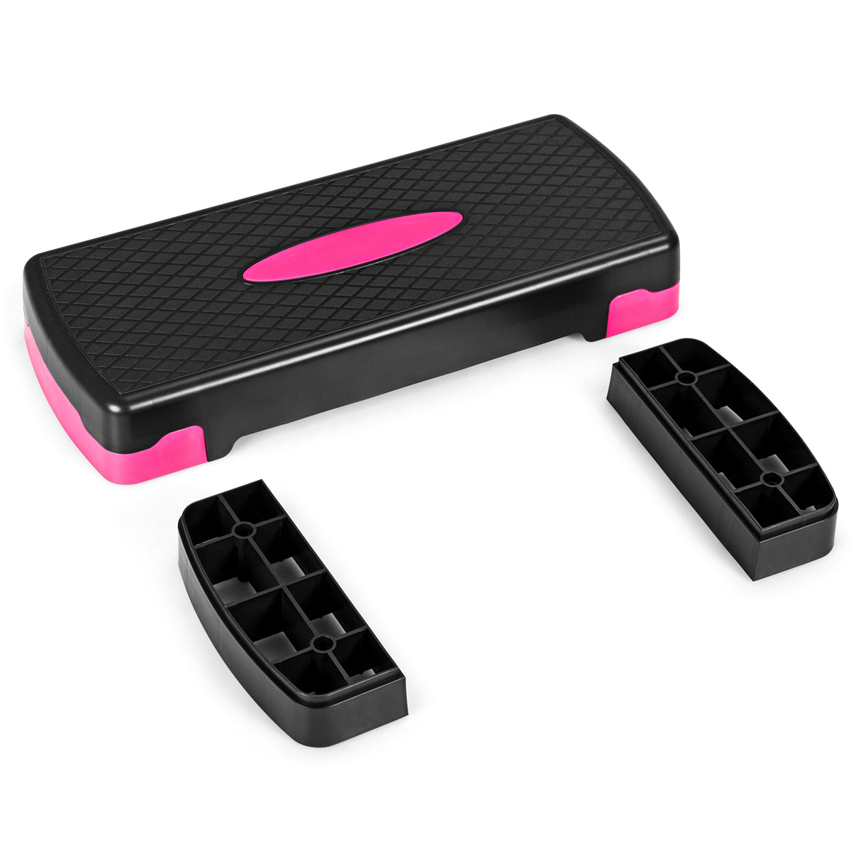 LIVSK Aerobe Stepper - Antislip Ontwerp - Verstelbare Hoogtes - Stevig PP Materiaal - Capaciteit 250 kg - Zwart + Roze