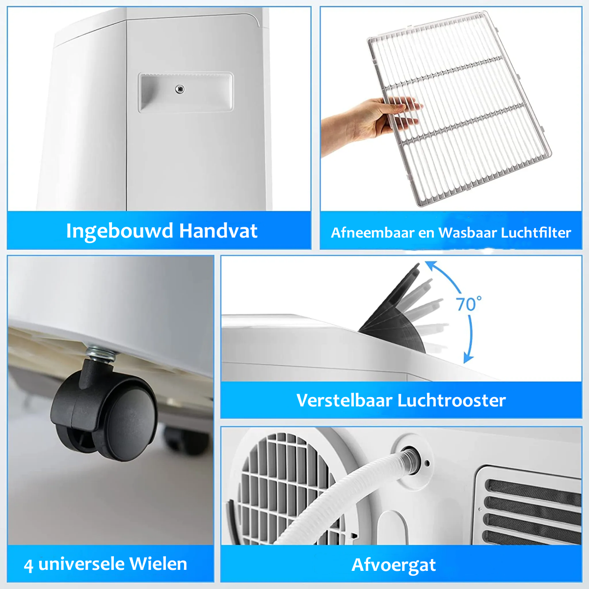 LIVSK Airconditioner Verwarming 5 in 1 - Afstandsbediening - 14000 BTU - Draagbaar - 40 ㎡ Capaciteit - Wit