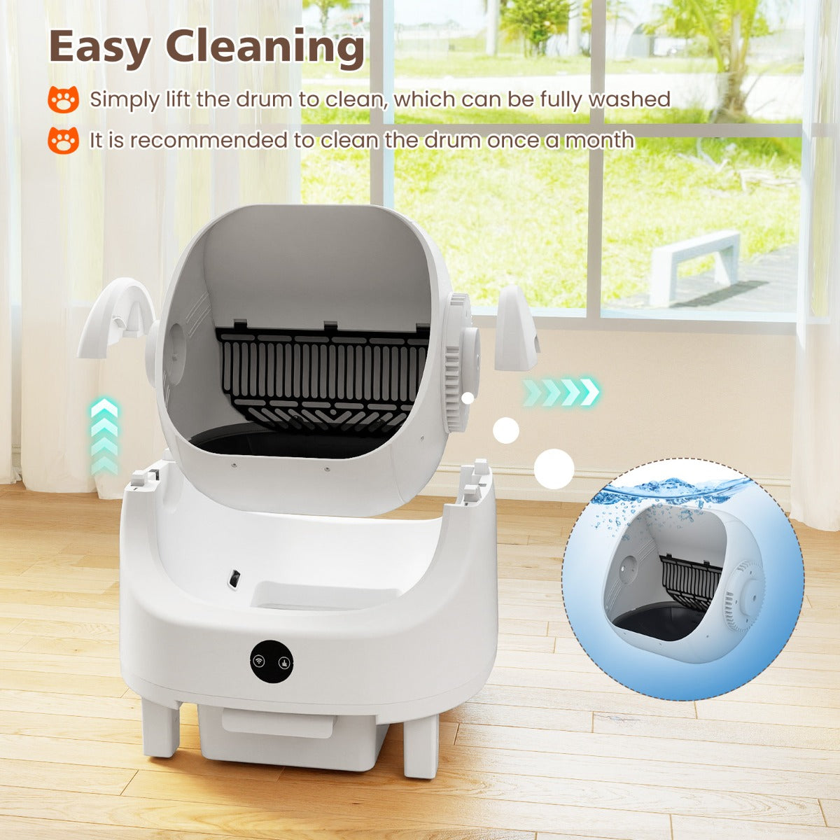 LIVSK Automatische Kattenbak - Eenvoudig Schoonmaken - Veiligheidssensoren - App-Bediening - Capaciteit 8L - Wit