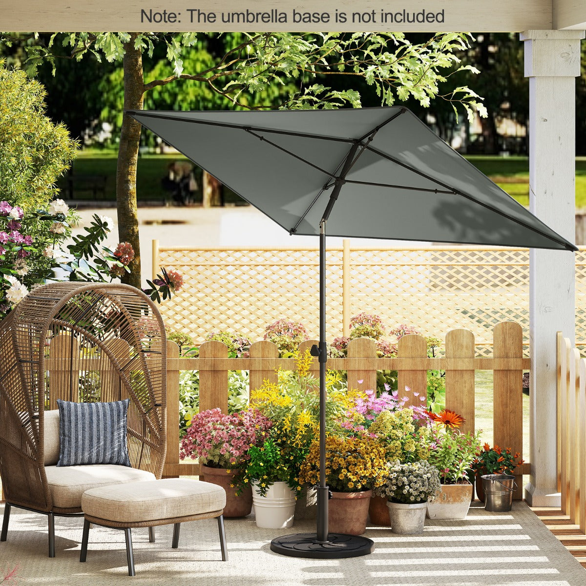 LIVSK Balkon Parasol - Hoogwaardig Polyester - Drukknop Kanteling - Eenvoudige Opbouw - Inclusief Draagtas - Grijs