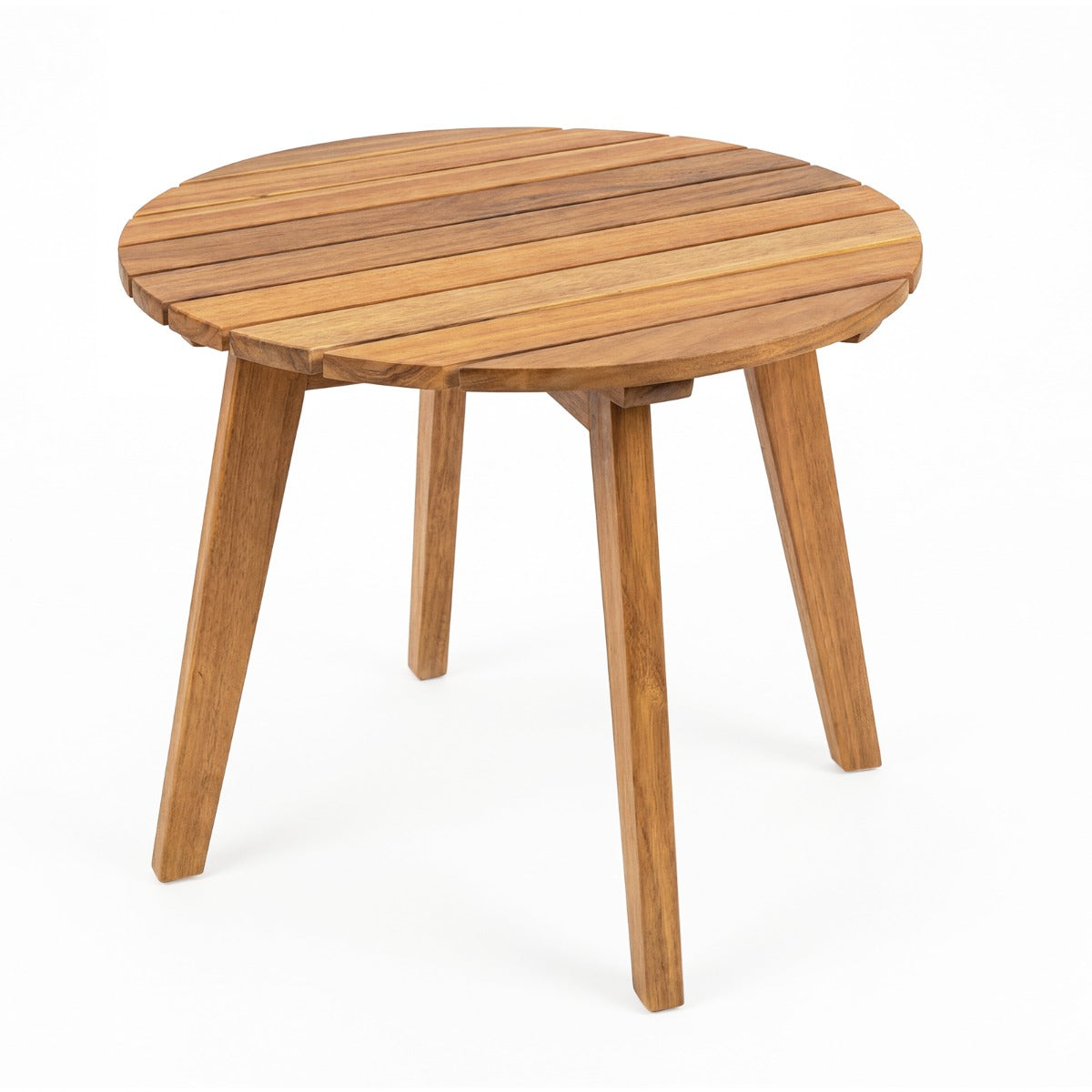 LIVSK Bijzettafel - Massief Acaciahout - Ronde Vorm - Stabiele Constructie - Voor Binnen en Buiten - Naturel
