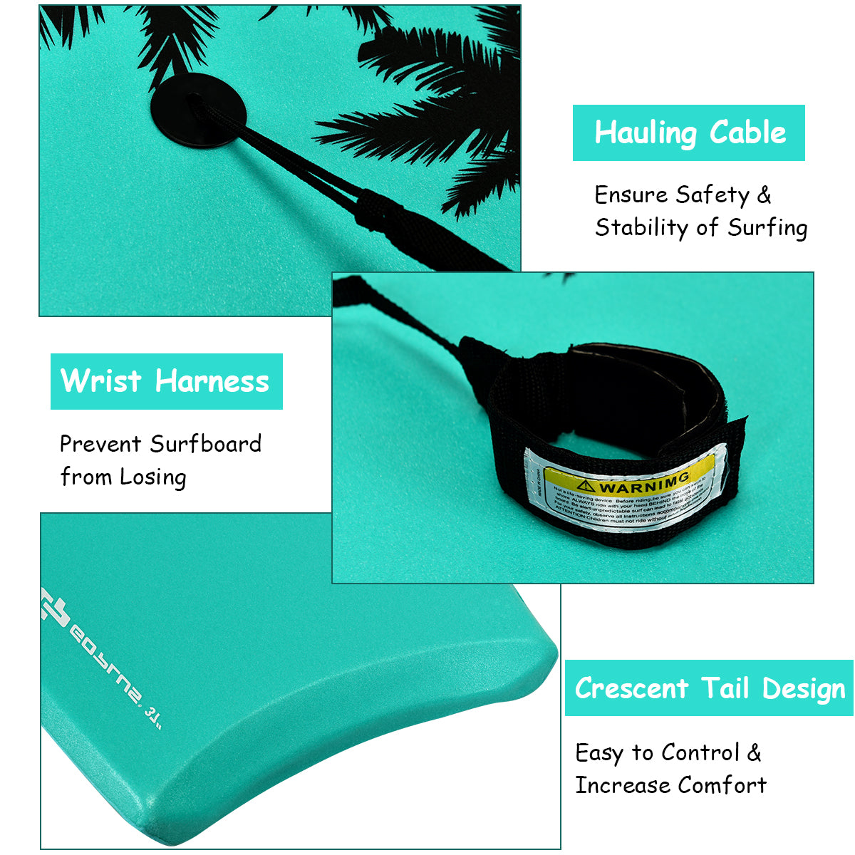 LIVSK Bodyboard - EPS Kern - XPE Oppervlak - Verstelbare Veiligheidslijn - Lichtgewicht - Groen