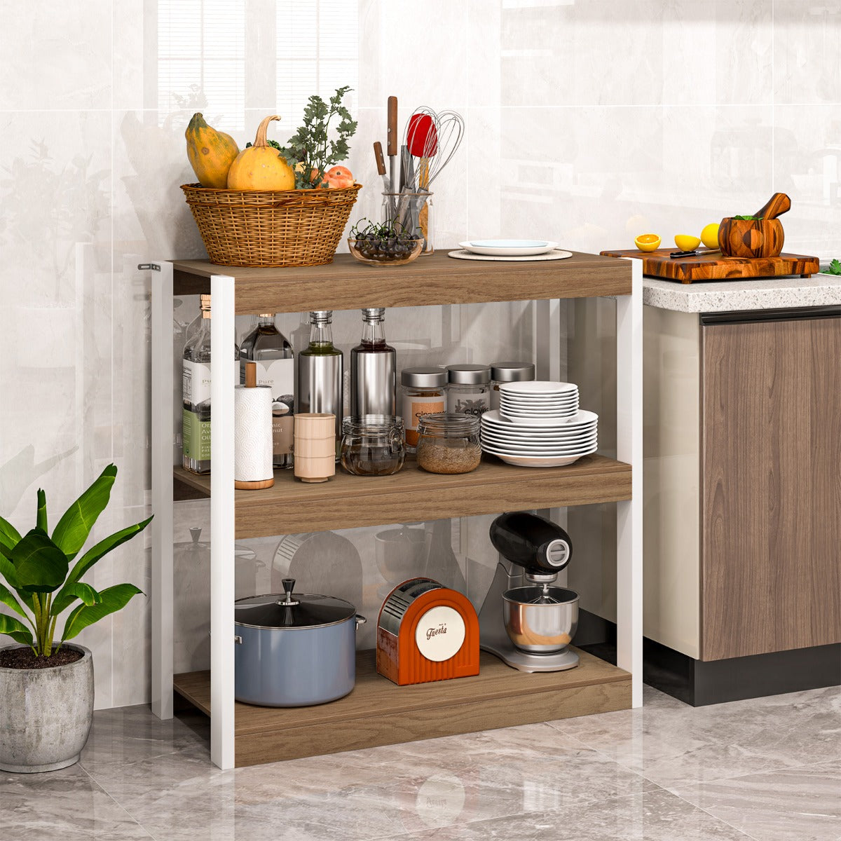 LIVSK Boekenkast - 3 Open Planken - Stevig Metaal - Veiligheidsvoorzieningen - Ruimtebesparend - Naturel