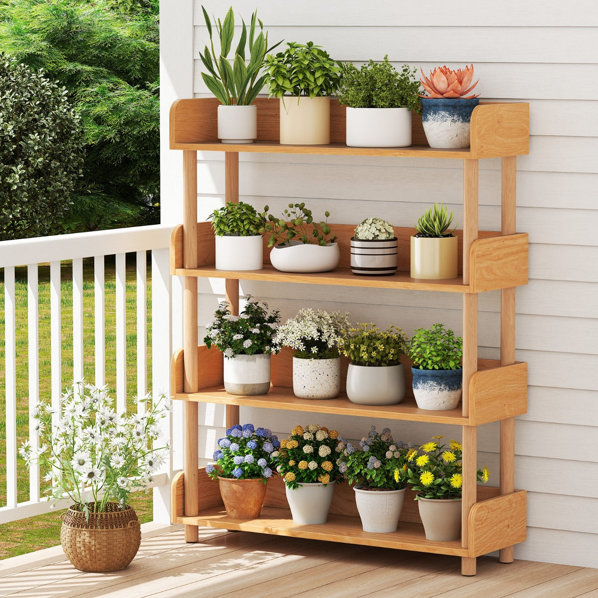 LIVSK Boekenkast - Natuurlijk Grenenhout - 3/4/5 Niveaus - Verhoogde Randen - Veiligheidsdetails - Naturel