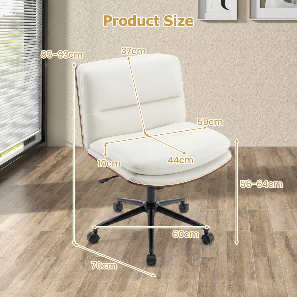 LIVSK Bureaustoel - Verstelbare Zithoogte - Ergonomisch U-Vormig Ontwerp - Kunstleer Bekleding - Zwart/Wit