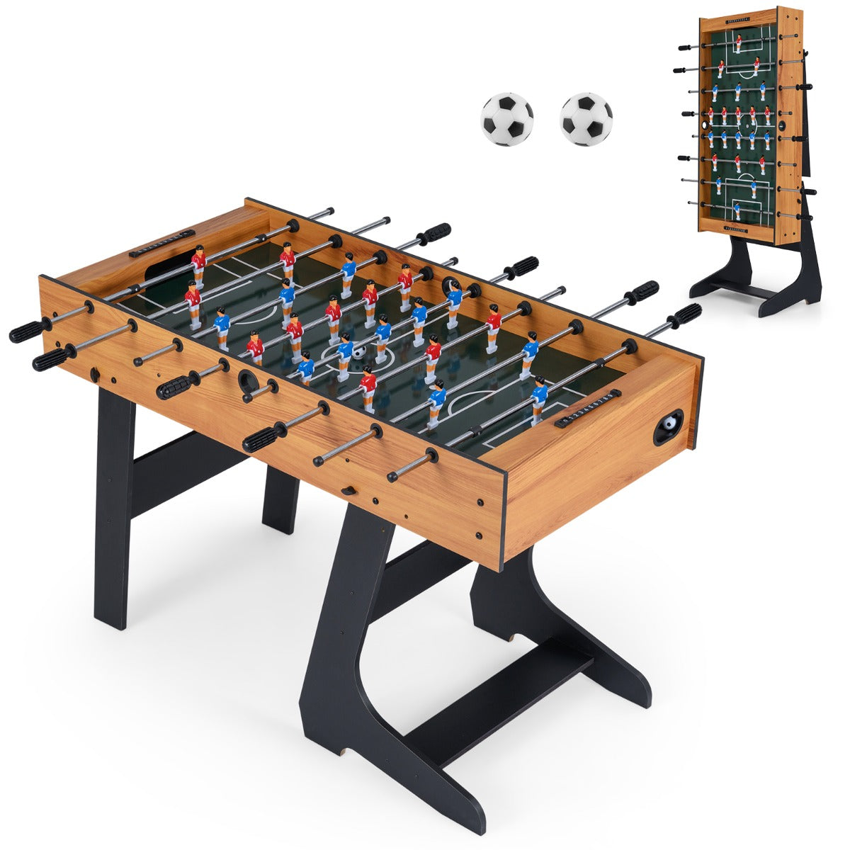 LIVSK Compacte Tafelvoetbaltafel - Stevig MDF-frame - Opvouwmechanisme - Ergonomische Handgrepen - Geschikt voor 2-4 Spelers -