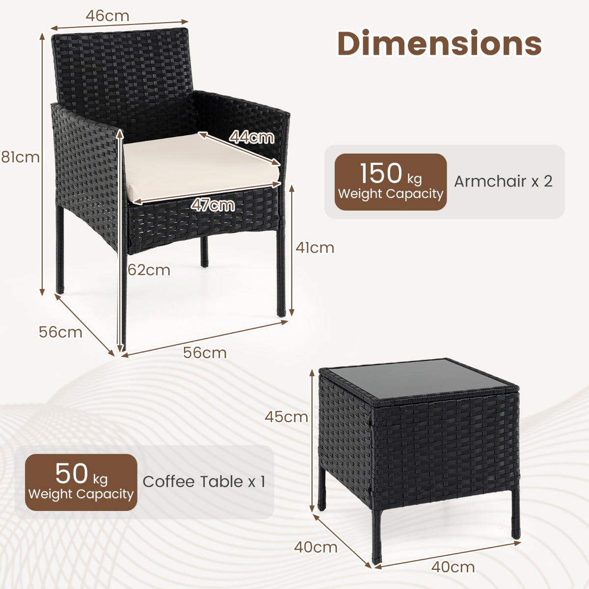 LIVSK Complete Tuinset - Handgemaakt Rotan - Ergonomisch Zitcomfort - Wasbare Kussens - Versterkt Metaal - Grijs