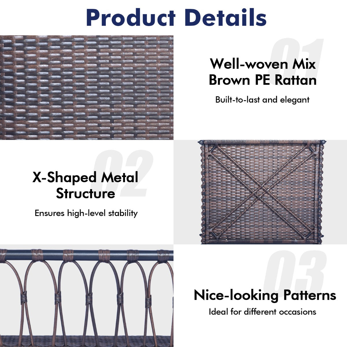 LIVSK Schommelbank van Rotan - Sterk Metalen Frame - Comfortabele Zit- en Rugkussens - Voor Buiten - Draagvermogen tot 180 kg -