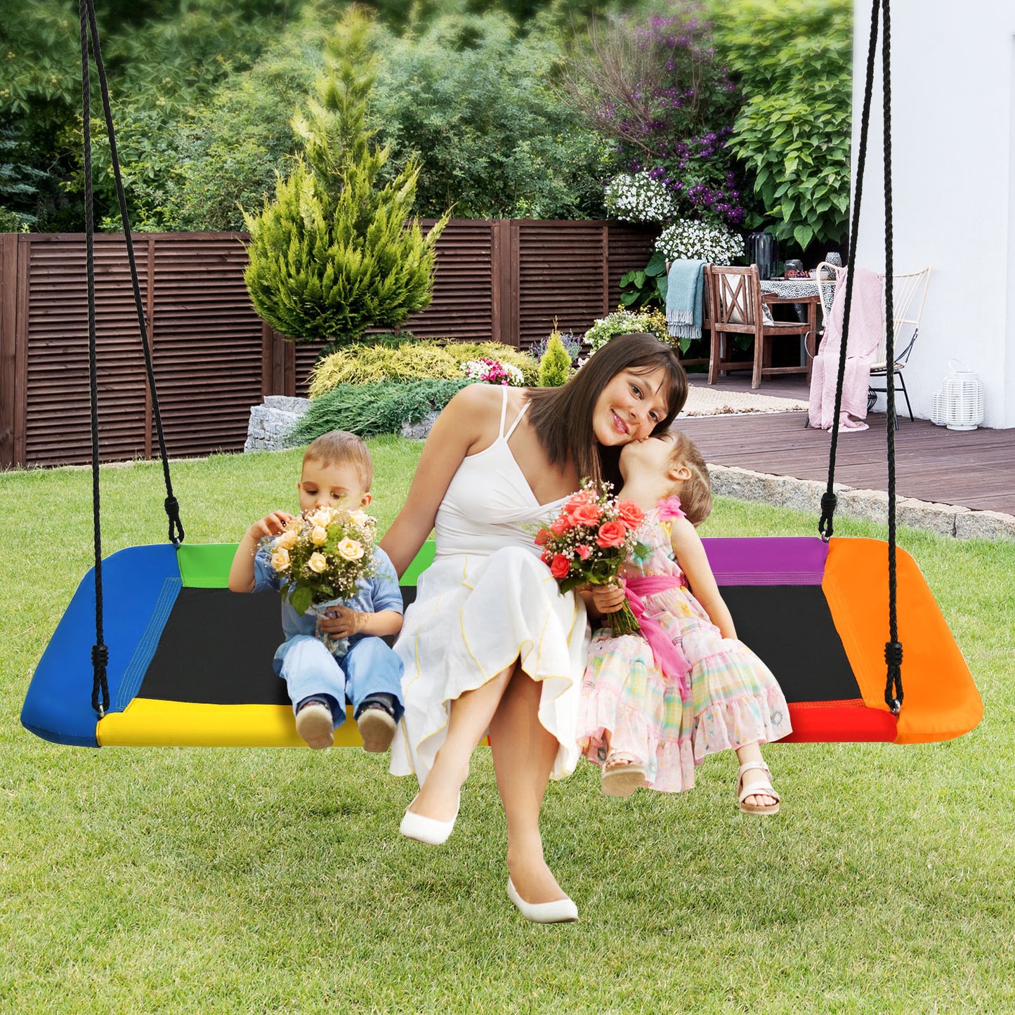 LIVSK Verstelbare Boomschommel - Weerbestendig - Duurzaam - Veilig voor Binnen & Buiten - Tot 150 kg - Kleurrijk