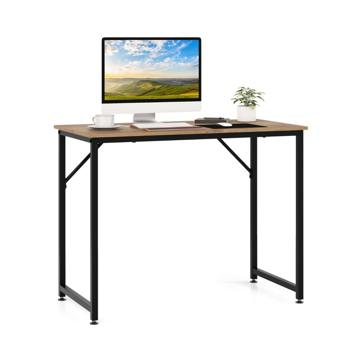 LIVSK Multifunctioneel Bureau - Ruim Blad - Stevig Metalen Frame - Combineerbaar - Eenvoudige Installatie - 100 x 50 x 77 cm -