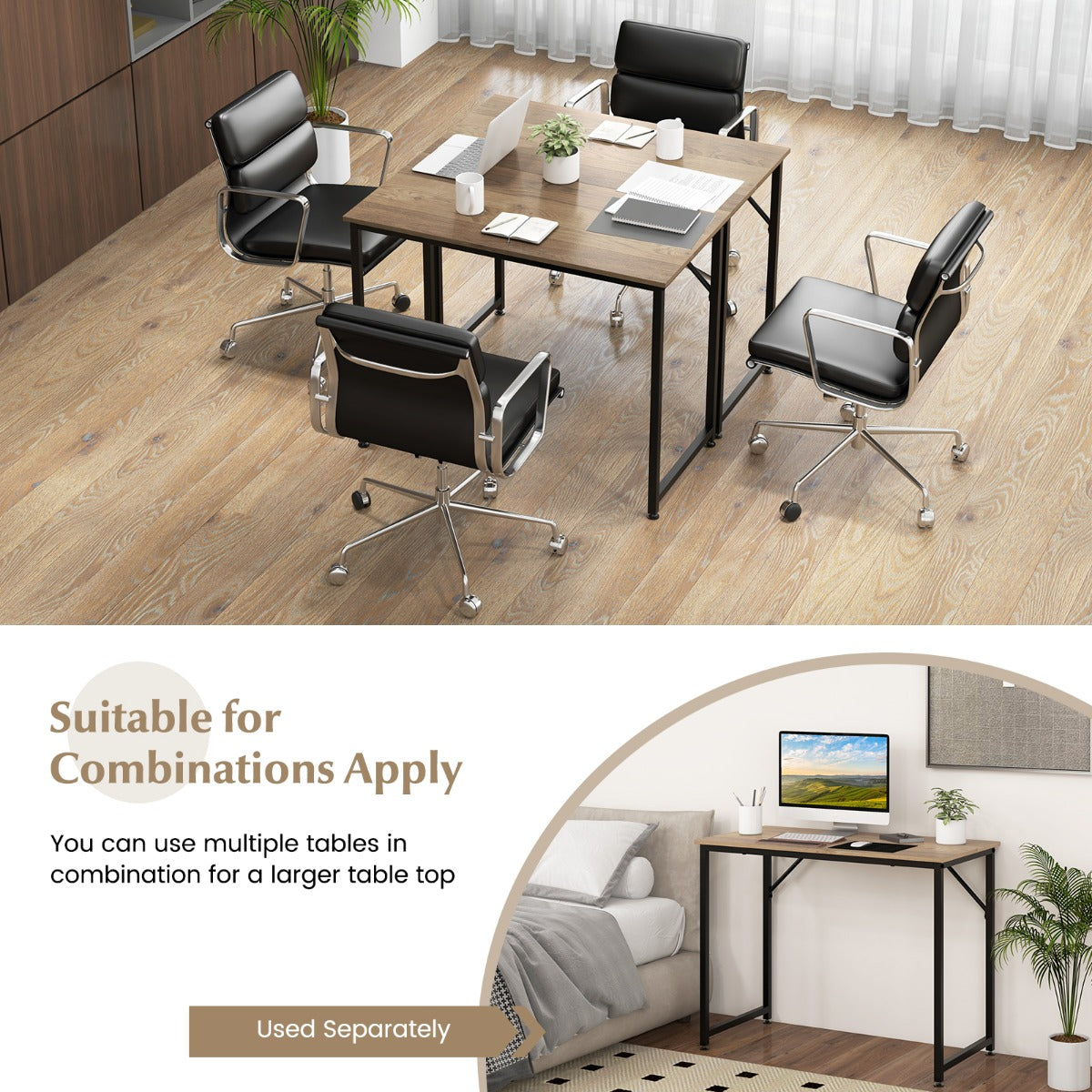 LIVSK Multifunctioneel Bureau - Ruim Blad - Stevig Metalen Frame - Combineerbaar - Eenvoudige Installatie - 100 x 50 x 77 cm -