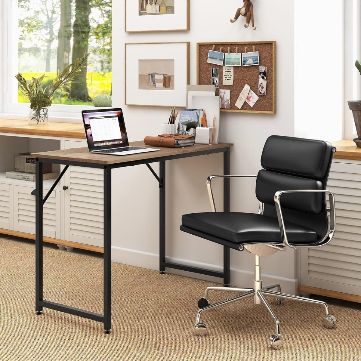 LIVSK Multifunctioneel Bureau - Ruim Blad - Stevig Metalen Frame - Combineerbaar - Eenvoudige Installatie - 100 x 50 x 77 cm -