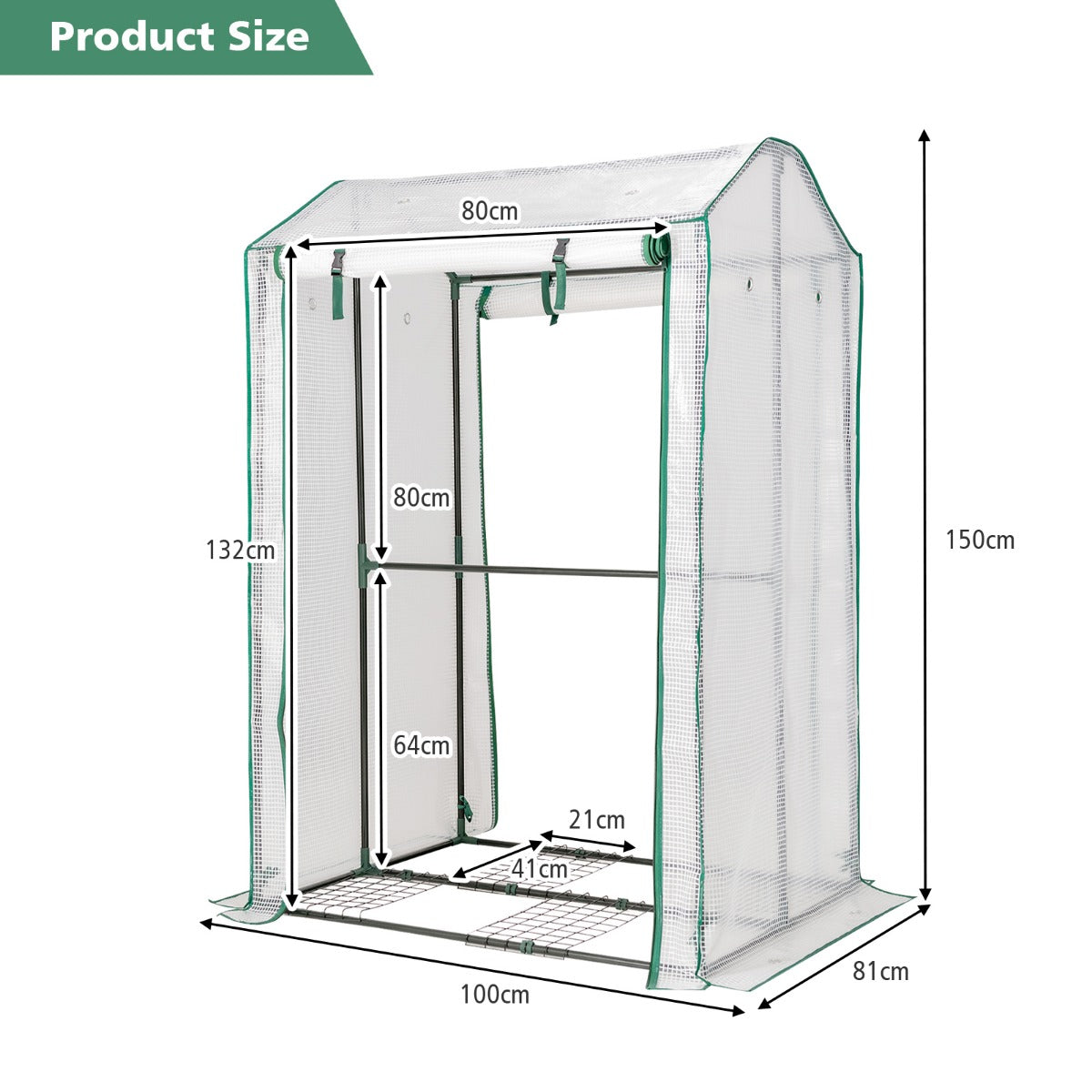 LIVSK Tuinserre - Ruimte voor Planten met Oprolbare Deuren en Luchtgaten - Duurzaam PE-Materiaal - 100 x 81 x 150 cm - Wit