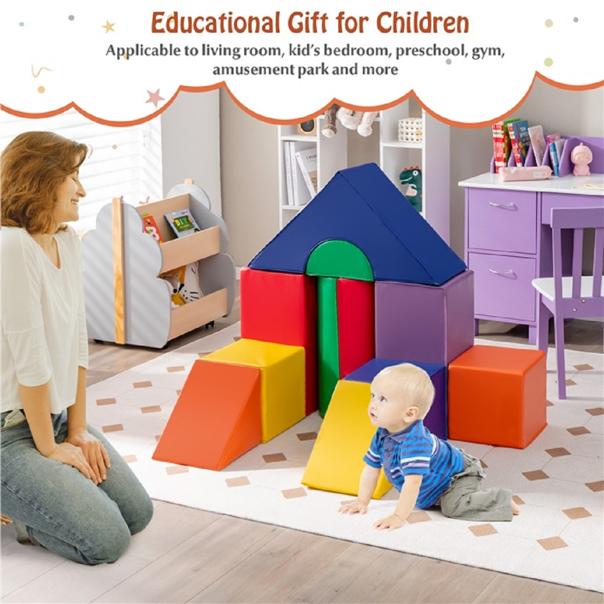 LIVSK 11-delige Schuimblokken Speelset - Educatief en Veilig - Waterdichte Bekleding - Voor Kinderen vanaf 18 maanden - Multikleur