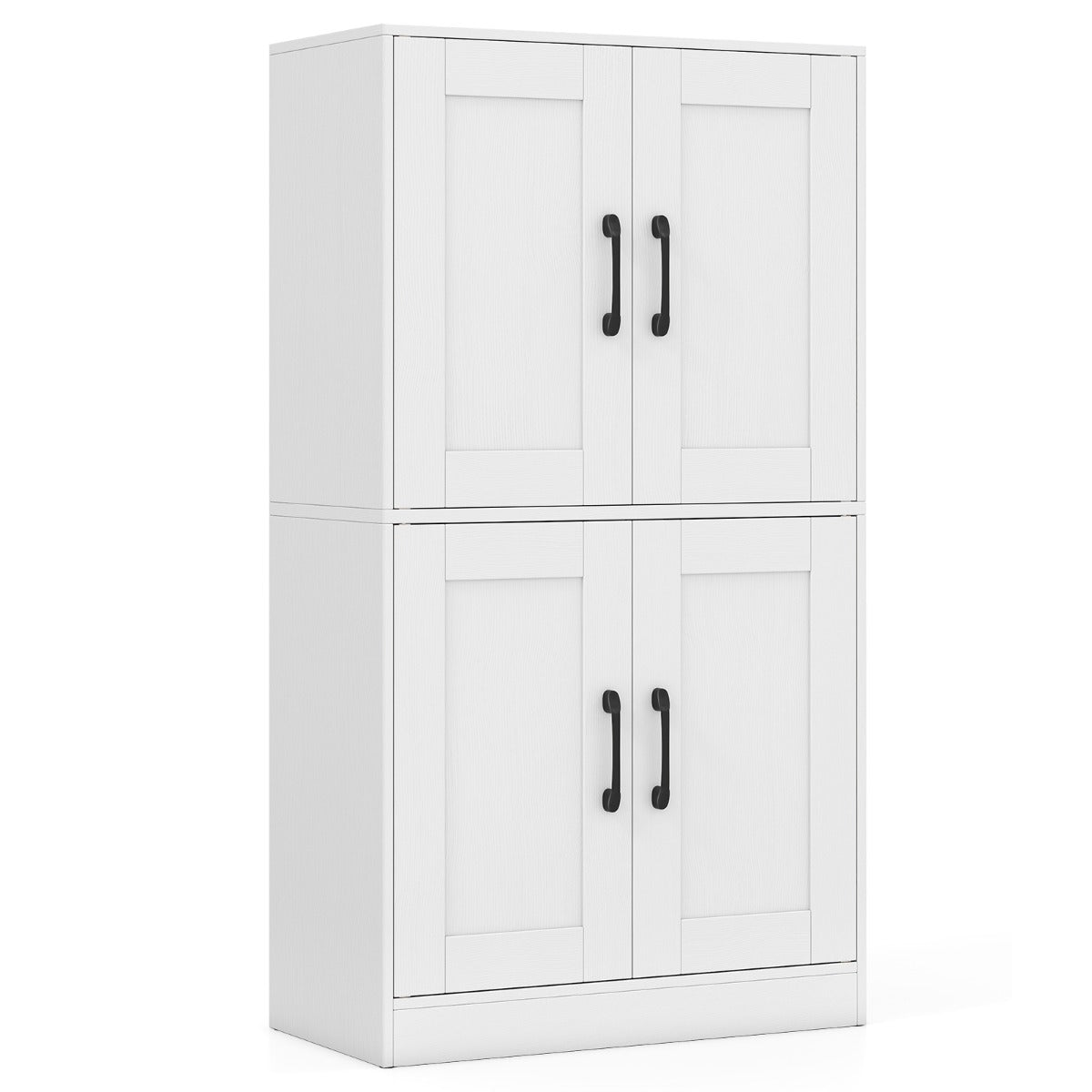 Livsk costway 110 cm opbergkast met deuren en verstelbare planken voorraadkast voor de keuken keukenkast