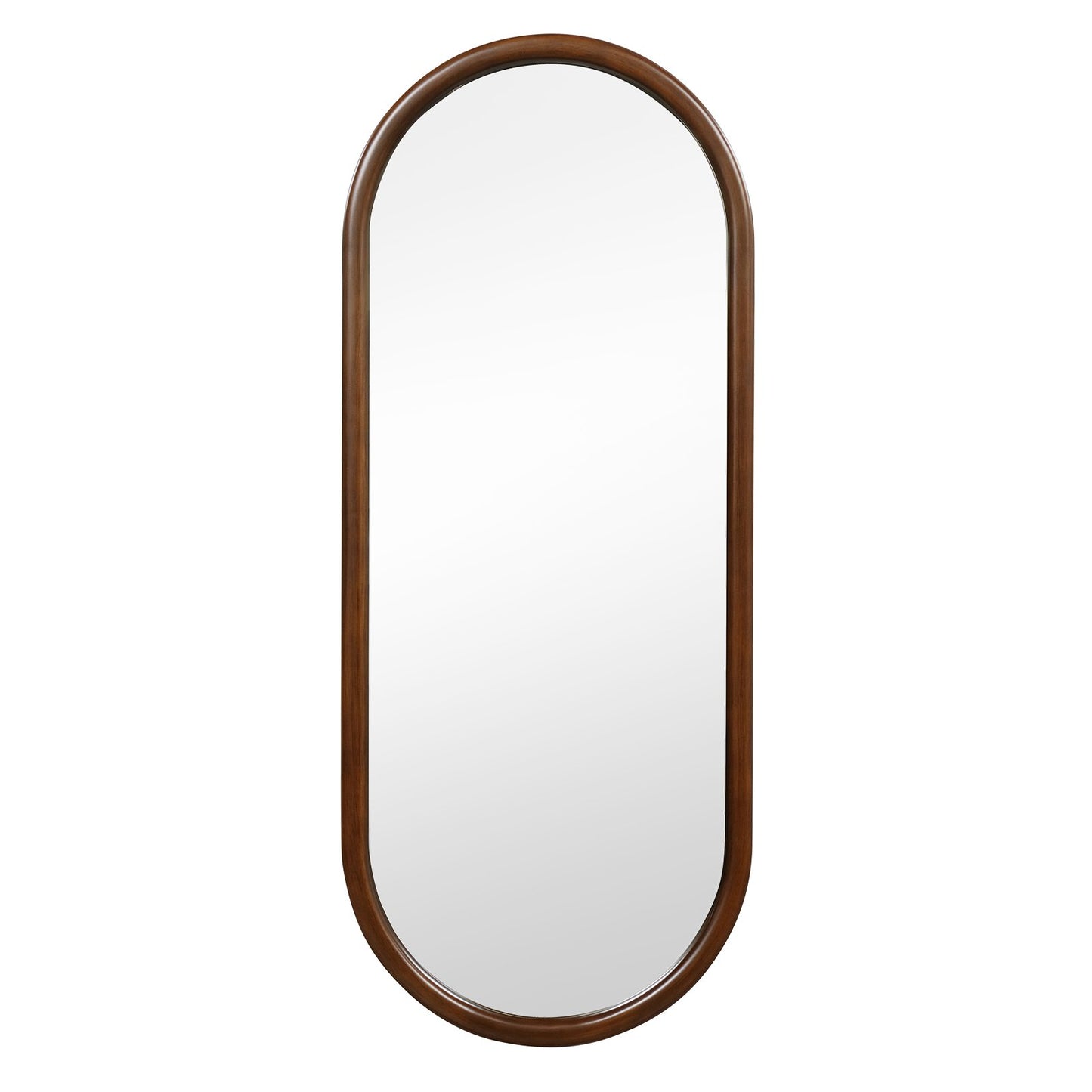 LIVSK Ovale Wandspiegel - Massief Houten Frame - Kristalhelder - Eenvoudige Montage - 110 x 45 cm - Walnoot