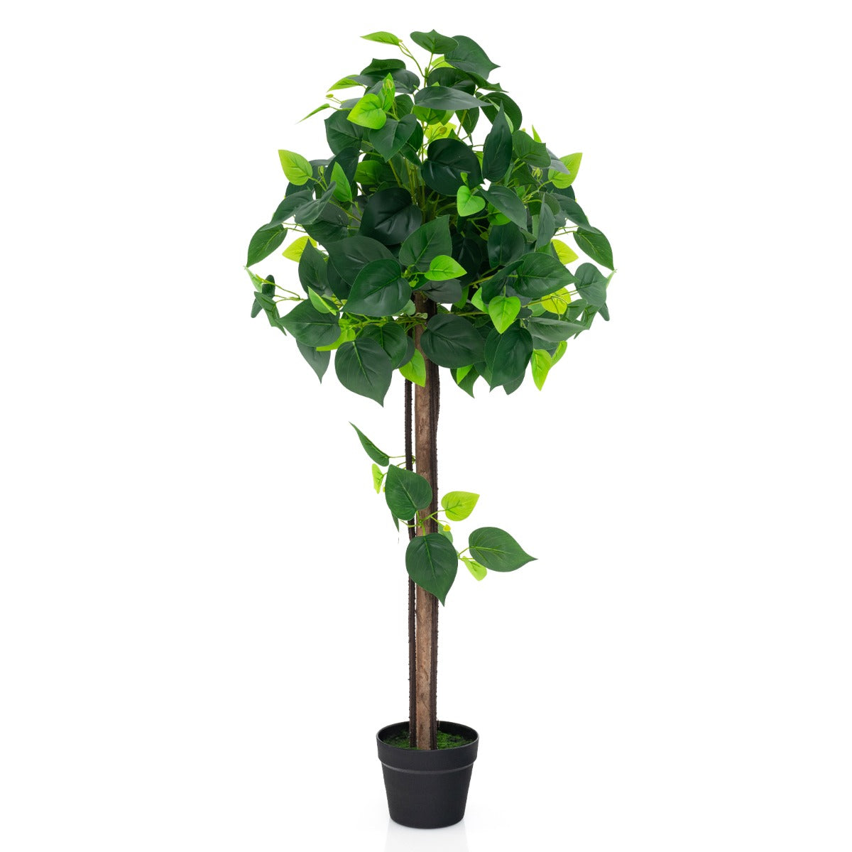 LIVSK Kunstmatige Hortensiaboom - Realistische Bladeren - Echte Houten Stam - Onderhoudsvrij - 114 cm - Groen en zwart