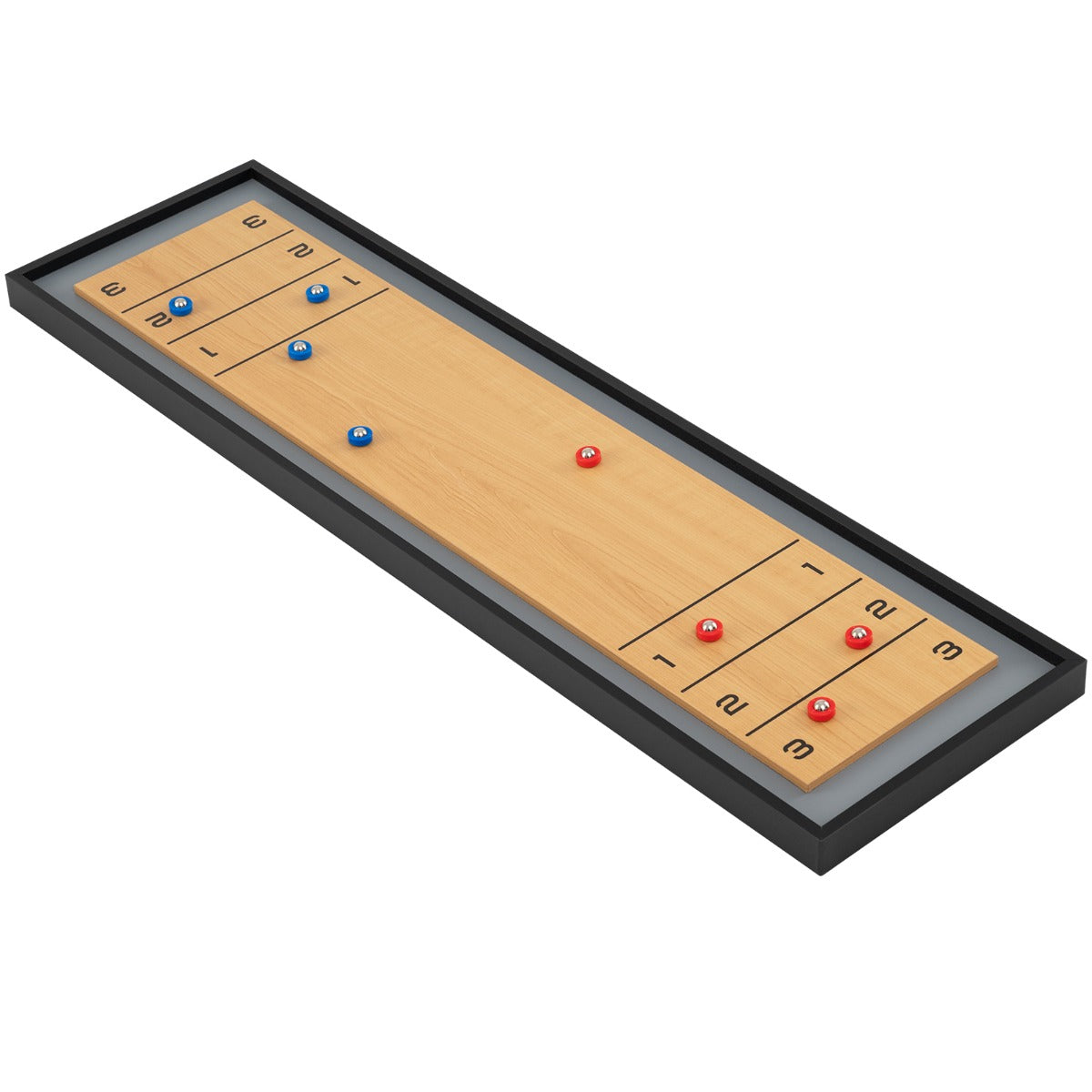Livsk costway 114 cm tafel shuffleboard curling 2 in 1 bordspel met 8 schijven draagbare houten shuffleboard curling combiset 1 1