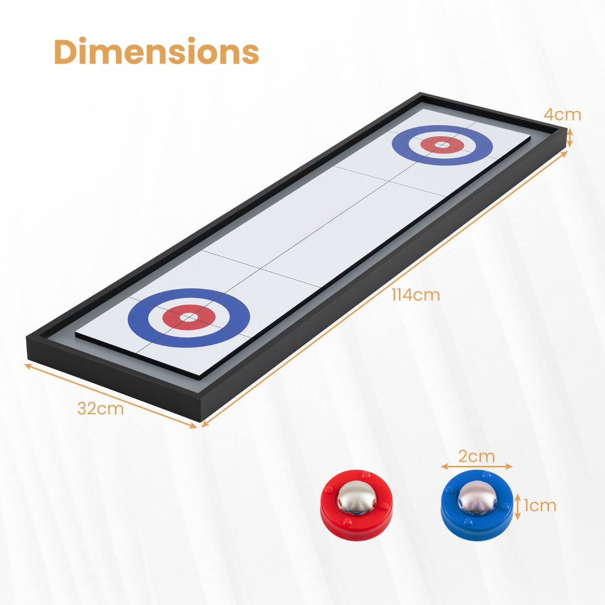Livsk costway 114 cm tafel shuffleboard curling 2 in 1 bordspel met 8 schijven draagbare houten shuffleboard curling combiset 2