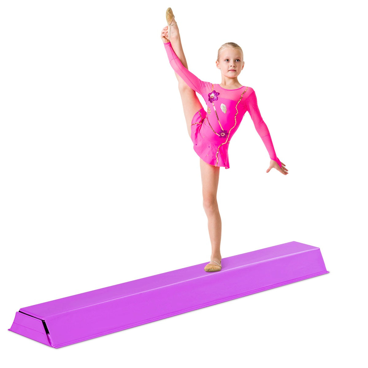 LIVSK Balansbalk Gymnastiek Training - EVA & EPE Vulling - Klittenbandsluiting - 117 x 10/20 x 10 cm - Paars