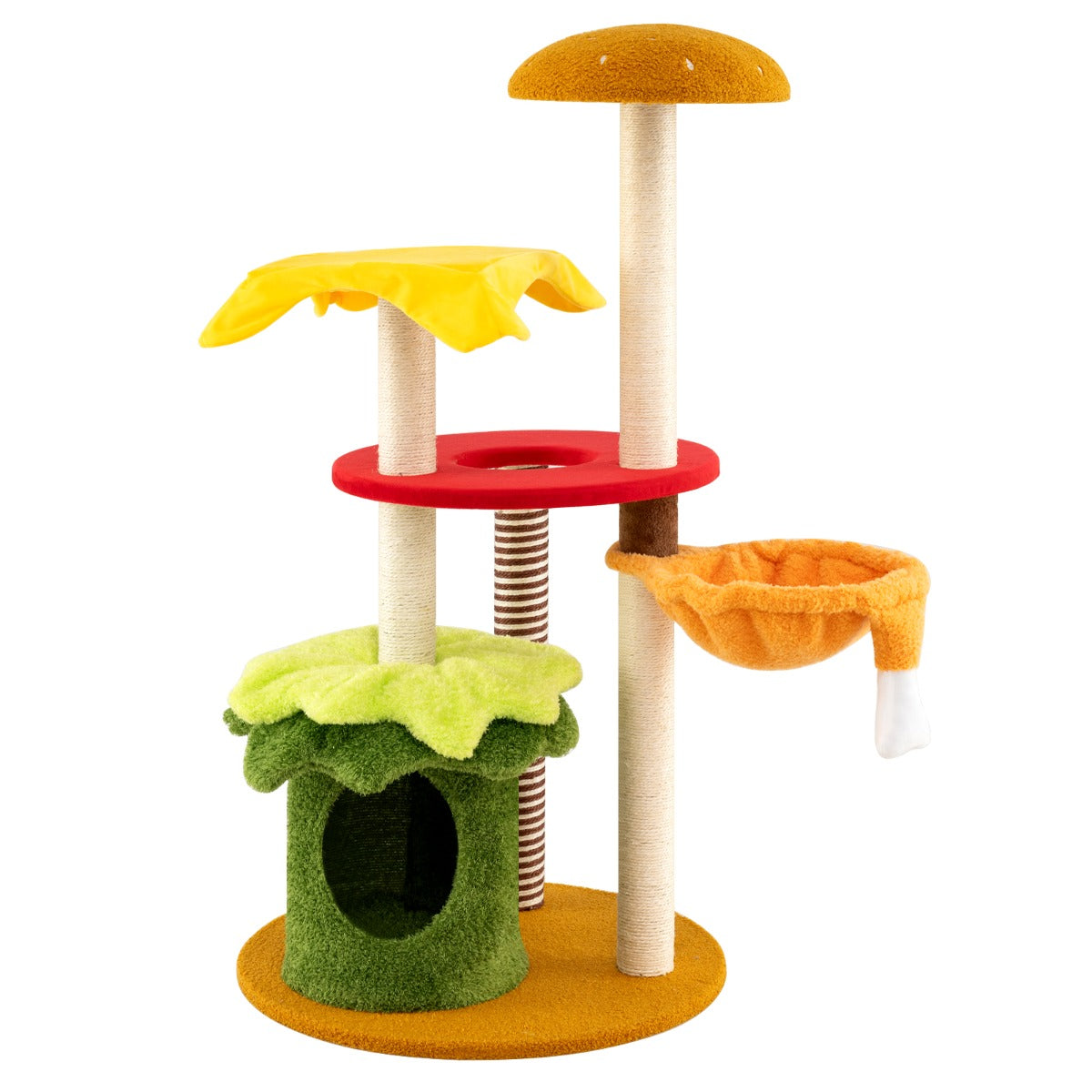 LIVSK Hamburger - geïnspireerde Kattenboom - Creatief Ontwerp - Meerdere Rustplaatsen - Krabplanken - Comfortabele Ligervaring