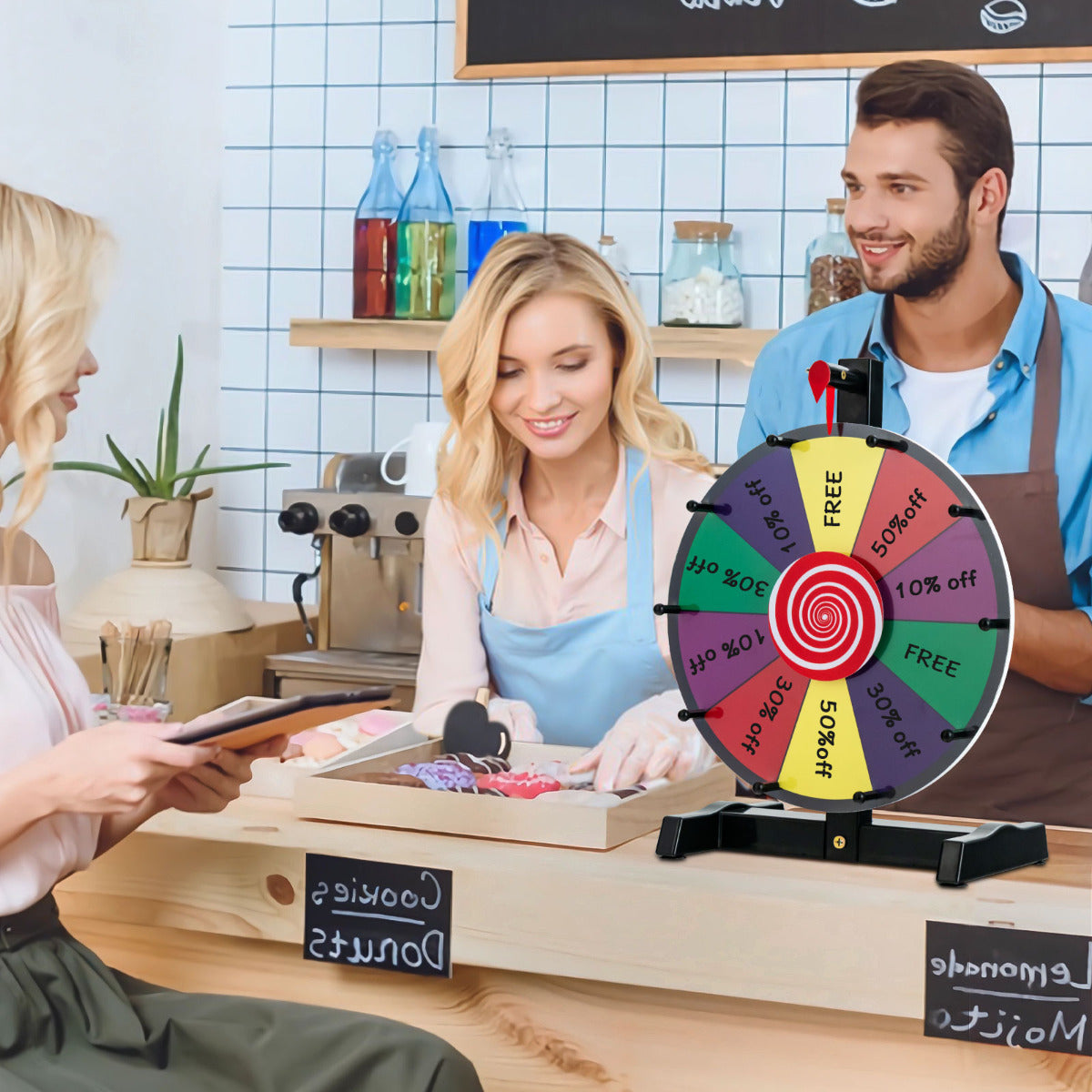 LIVSK Gelukswiel met Markeerstift - Antislip Zuignap - Klikgeluid - Voor Feesten en Spellen - 38/30 cm - Veelkleurig