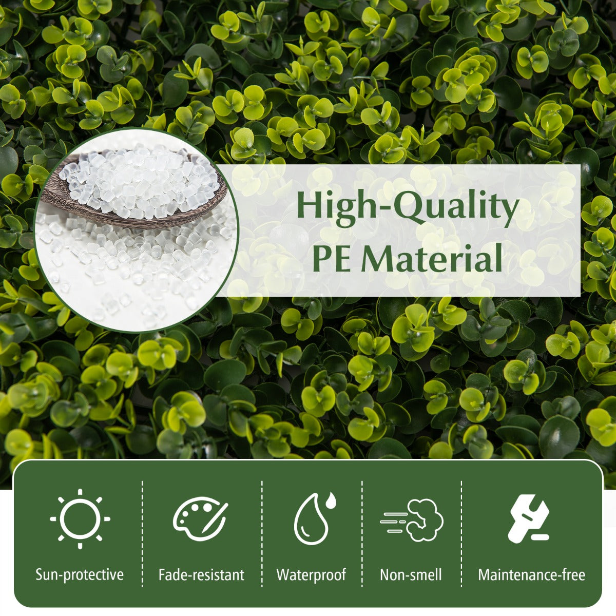 LIVSK Kunsthaag Wandpanelen - Realistisch 3D-effect - 12 Panelen van 50 x 50 cm - Duurzaam PE - Eenvoudige Installatie - Groen