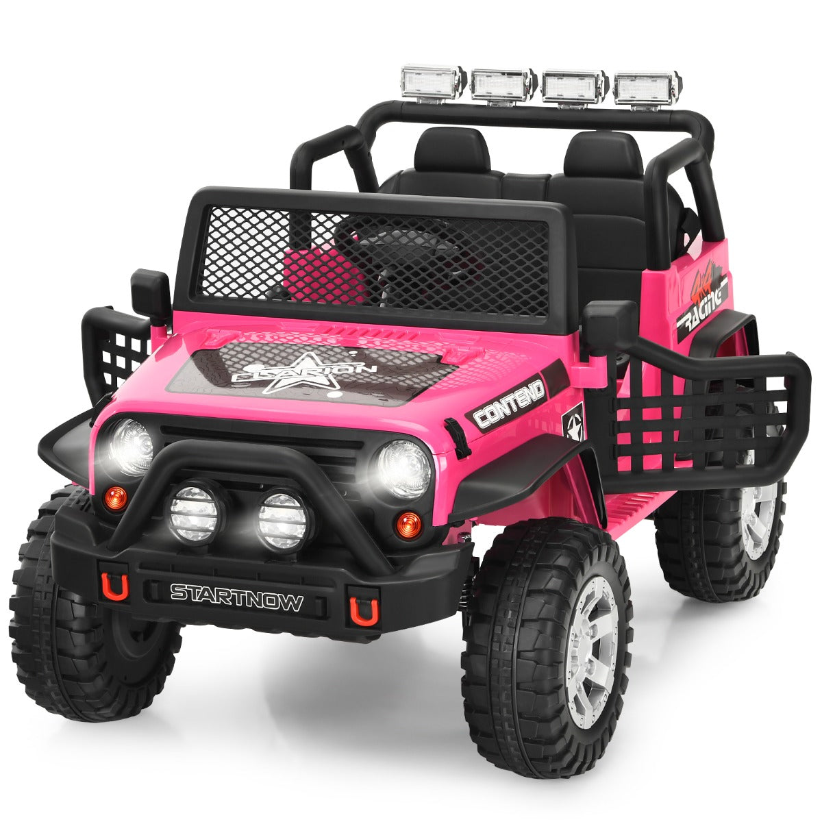 Livsk costway 12 v elektrische auto voor kinderen 3 elektrisch voertuig afstandsbediening voor ouders 3 snelheden vering roze
